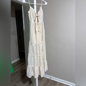 Cream Maxi Dress with Tie Detail